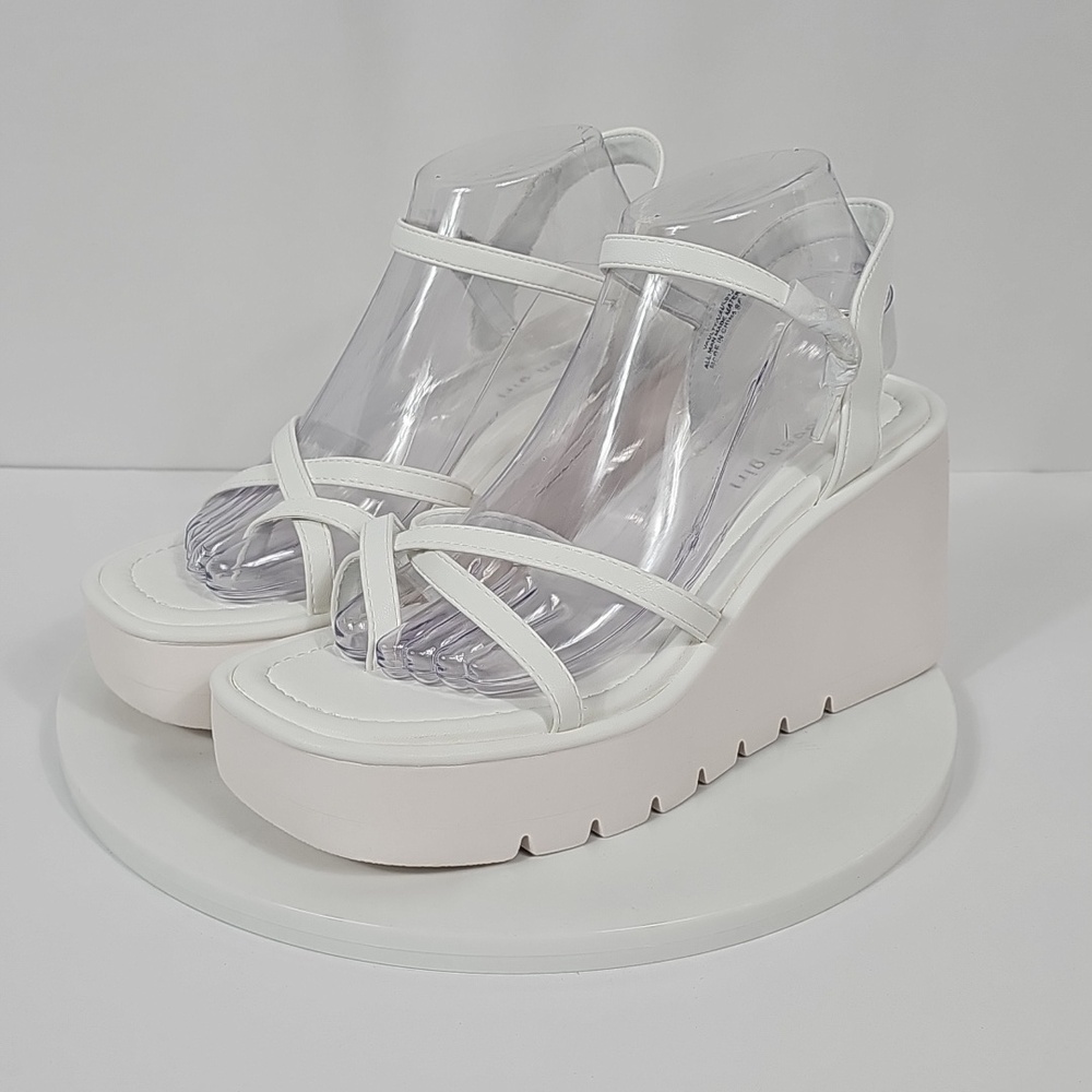 NIB Steve Madden Vaultt Platform Wedge Sandals Strappy Caged Chunky Heel White 9 - Picture 10 of 16